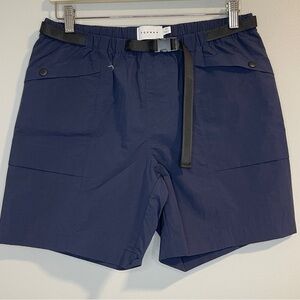 Topman belted cargo shorts in blue